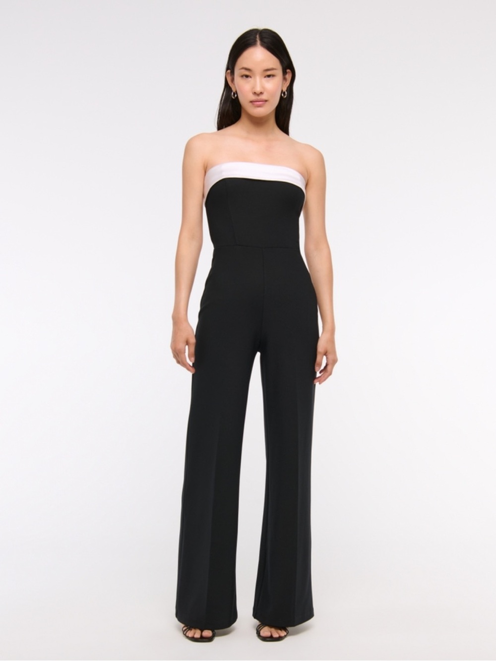 Abercrombie & Fitch Black Strapless Jumpsuit with White Band